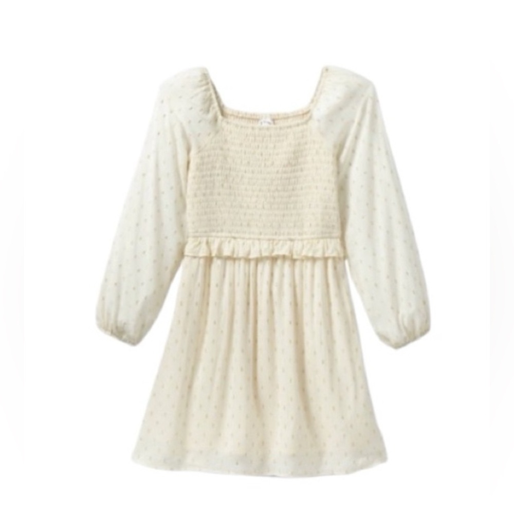 Art Class L (10/12) Cream with Gold Thread Long Sleeve Dress